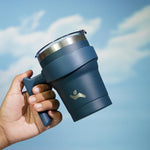Load image into Gallery viewer, 10 oz Tumbler with Handle and 2 Straw 2 Lid, Insulated Water Bottle Stainless Steel Vacuum Cup Reusable Travel Mug, Navy Blue