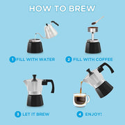 GROSCHE Milano Moka Pot Stovetop Espresso Maker - Italian Espresso Greca Coffee Brewer Percolator | 3 Cup, Tuxedo