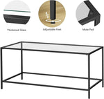 Load image into Gallery viewer, Glass Coffee Table, Modern Rectangular Coffee Table for Living Room, Minimalist Center Tea Table with Sturdy Metal Frame for Apartment, Office, Easy Assembly, 39.4 x 19.7 x 17.7 Inches, Black