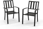 Load image into Gallery viewer, PHI VILLA 2 Pcs Patio Metal Dining Chairs, Outdoor Wroght Iron Seating Dining Chairs, Stackable Bistro Chair for Garden, Backyard, Lawn, Supports 300 lbs