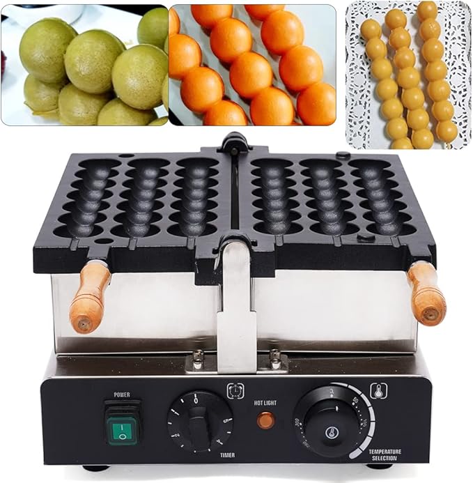 Mini Dutch Cone Pancake Ball Waffle Pancake Maker, Non-stick Stainless Steel Waffle Pancake Maker for Home Kitchen,Pancake Maker with Adjustable Thermostats Timers 110v 50-300℃