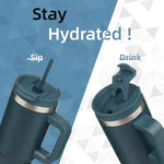 Load image into Gallery viewer, 40 oz Tumbler with Handle and 2 Straws,2 in 1 Lid Insulated Water Bottle Stainless Steel Travel Coffee Mug,Navy blue