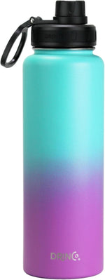 Load image into Gallery viewer, DRINCO Stainless Steel Water Bottle Spout Lid Vacuum Insulated Double Wall Water Bottle Wide Mouth (40oz 32oz 22oz 18oz 14oz) Leak Proof Keep Cold Sport Camping Hiking (40 oz, 40oz Ombre Fuchsia Teal)