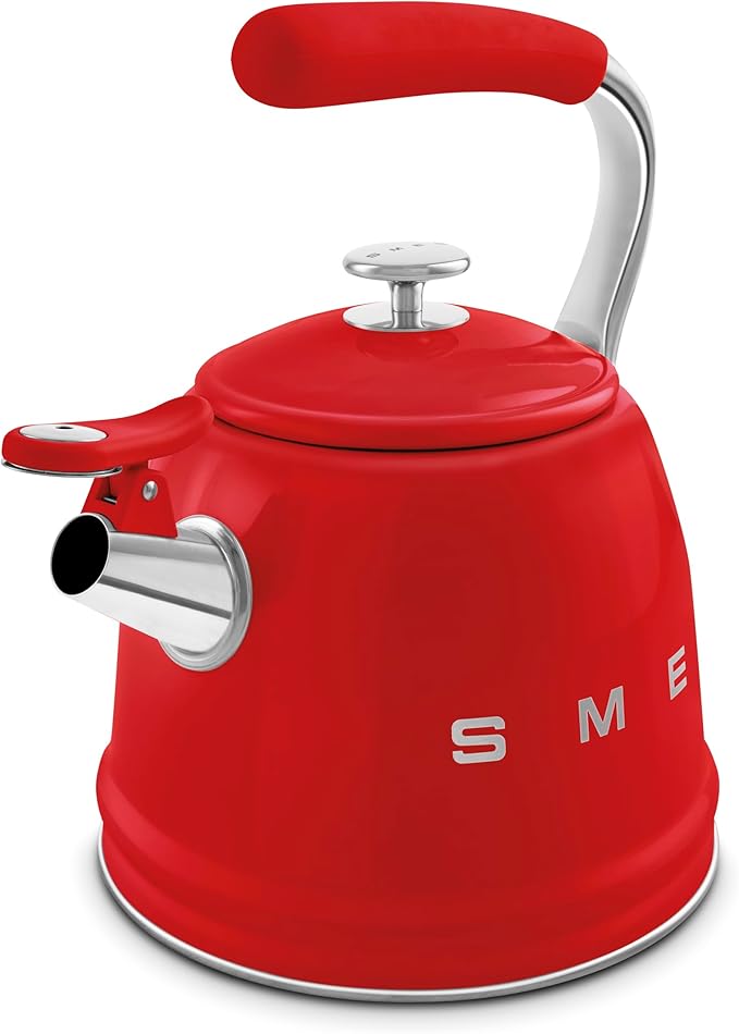 SMEG Retro Stovetop Whistling Kettle – 2.4Q (Red)