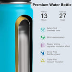 Load image into Gallery viewer, koodee 12 oz Water Bottle Stainless Steel Vacuum Insulated Wide Mouth Water Flask with Leakproof Spout Lid (Sky Blue)