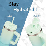 Load image into Gallery viewer, 40 oz Tumbler with Handle and 2 Straws,2 in 1 Lid Insulated Water Bottle Stainless Steel Travel Coffee Mug,Mint