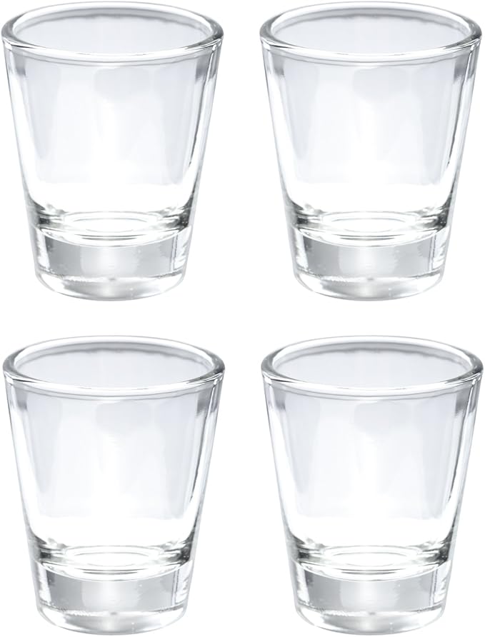 Thirsty Rhino Karan, Round 1.5 oz Shot Glass with Heavy Base, Clear Glass, Set of 4