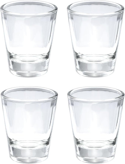 Thirsty Rhino Karan, Round 1.5 oz Shot Glass with Heavy Base, Clear Glass, Set of 4