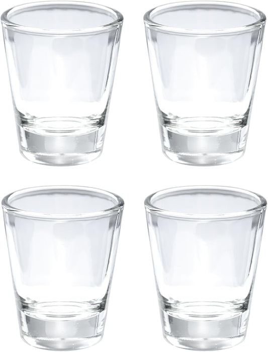 Thirsty Rhino Karan, Round 1.5 oz Shot Glass with Heavy Base, Clear Glass, Set of 4