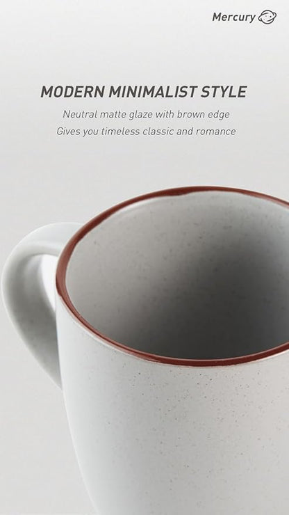 famiware Mercury Coffee Mugs 13 oz, Coffee Mugs Set of 6 with Handle, Cups for Latte, Hot Tea, Cappuccino, Mocha, Cocoa, Light Grey