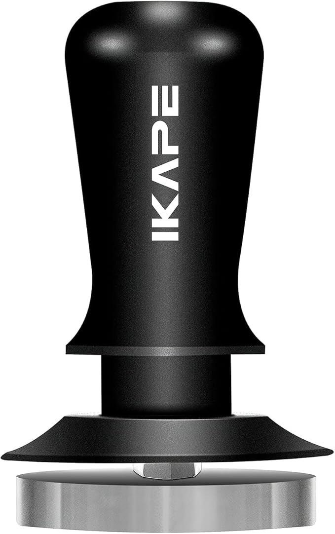 IKAPE 39.25mm Espresso Tamper, Black Premium Barista Coffee Tamper with Calibrated Spring Loaded, 100% Flat Stainless Steel Base Tamper for Espresso Machine