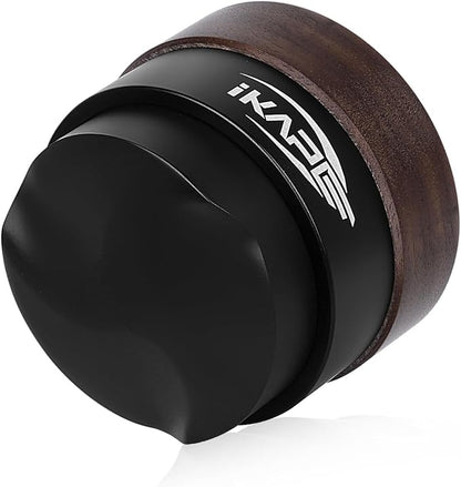 IKAPE 58MM Coffee Distributor, New Wooden Handle Design, Gravity Adaptive Espresso Distributor Fits All 58.35MM Espresso Portafilter, Compatible with 58.35MM Rancilio Bottomless Portafilter