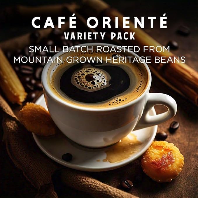 Oriente Variety Pack Instant Coffee, 40 ct, Cafe Oriente, Cafe Cubano, Cafe De Olla– 100% Arabica Coffee, Instant Hot or Iced Coffee - Just add water