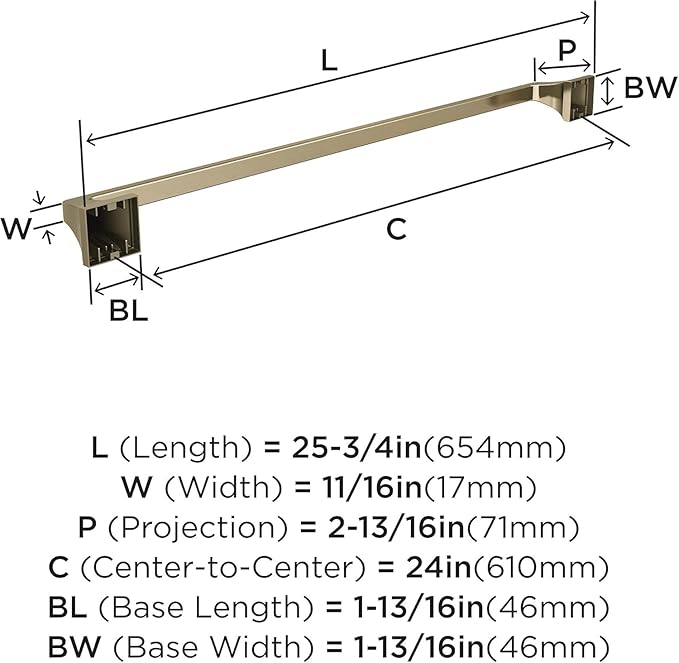 Amerock BH36024BBZ | Golden Champagne Towel Bar | 24 in (610 mm) Towel Rack | Mulholland | Bathroom Towel Holder | Bathroom Hardware | Bath Accessories
