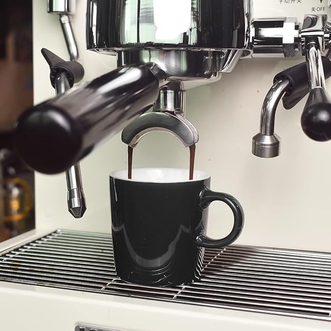 homEdge Mini Porcelain Espresso Cup, 4 Ounces / 120 ml Tiny Ceramic Coffee Mugs Demitasse for Espresso, Tea- Set of 6, Black