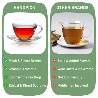 HANDPICK, Wild Blueberry Tea Bags (100 Count), True Premium Blueberry Herbal Tea with Hibiscus, Rose & Licorice | Brew Iced/Hot Tea