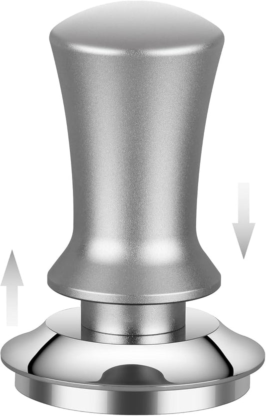 Calibrated Spring Loaded Coffee Tamper for Espresso Machine - Essential Espresso Tool for Perfect Tamping Results - Fits Portafilter Baskets(58mm, Silver)