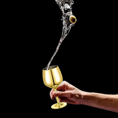 Shot Glasses, 2 oz Shot Glass Set, Stainless Steel Shot Glasses, Mini Wine Glass Perfect for Tasting Brandy,Suitable for party supplies, bar tools, gifts(set of 2) (Gold)