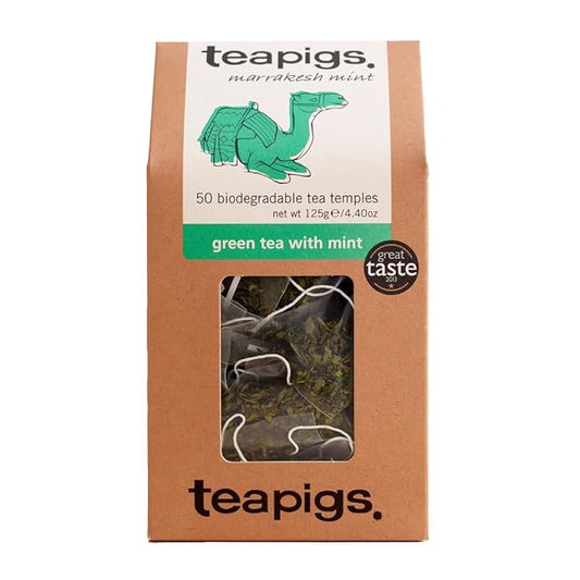 Teapigs Green Tea With Mint, Tea Bags Made With Whole Leaves, caffeine-free, natural ingredients (1 Pack of 50 Teabags)