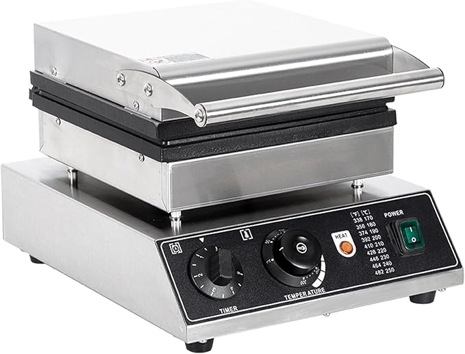 Industrial Waffle Maker 1750W Square Waffle Iron, 110V Non-Stick Waffle Baker Machine, 4 Slice Belgian Waffle Maker Teflon-Coated Baking Pans Stainless Steel Body,50-300℃/122-572℉ Adjustable