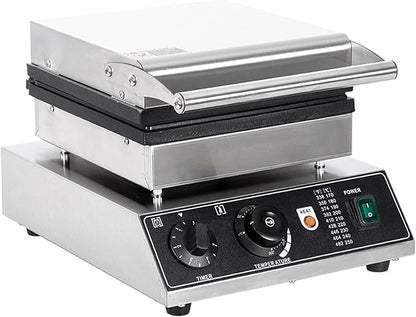 Industrial Waffle Maker 1750W Square Waffle Iron, 110V Non-Stick Waffle Baker Machine, 4 Slice Belgian Waffle Maker Teflon-Coated Baking Pans Stainless Steel Body,50-300℃/122-572℉ Adjustable