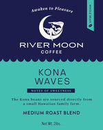 Load image into Gallery viewer, River Moon Coffee, Kona Coffee Whole Bean, Medium Roast, 2 lbs, Kona Waves Hawaiian Blend, Sustainably Farmed, 100% Arabica