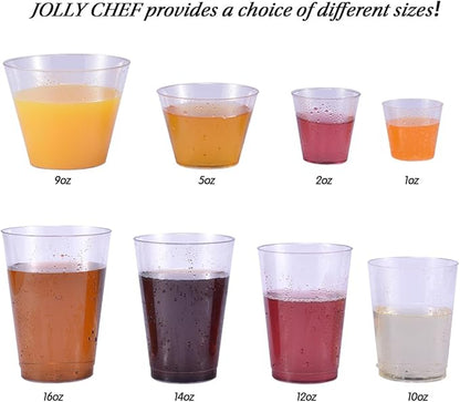 JOLLY CHEF 1000 Pack Plastic Shot Glasses-2 oz Disposable Cups 2 Ounce Plastic Shot Cups Ideal for Whiskey, Tasting,Food Samples,Perfect for Halloween, Thanksgiving,Christmas Party