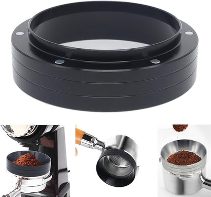 53mm Magnetic Espresso Dosing Funnel Lightweight Aluminum Coffee Dosing Ring Compatible 53mm Portafilter (Black, 53mm)
