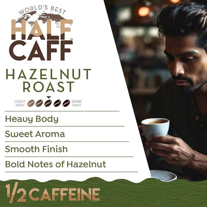 World's Best Half Caff Hazelnut Coffee Pods, 18 ct, Medium Roast Flavored Coffee in Recyclable Single Serve Pods – 100% Arabica Beans, Compatible with Keurig K Cups Maker
