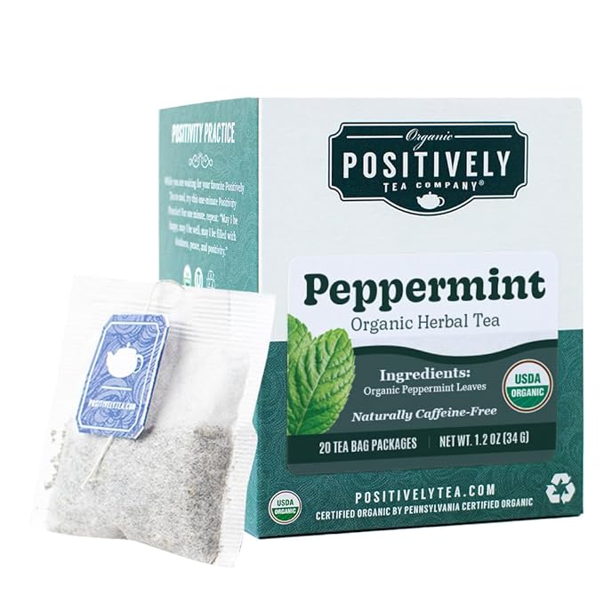 Organic Positively Tea Company, Peppermint Leaf Herbal Tea Bags, 20 Count