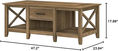 Bush Furniture Key West Coffee Table with Storage in Reclaimed Pine