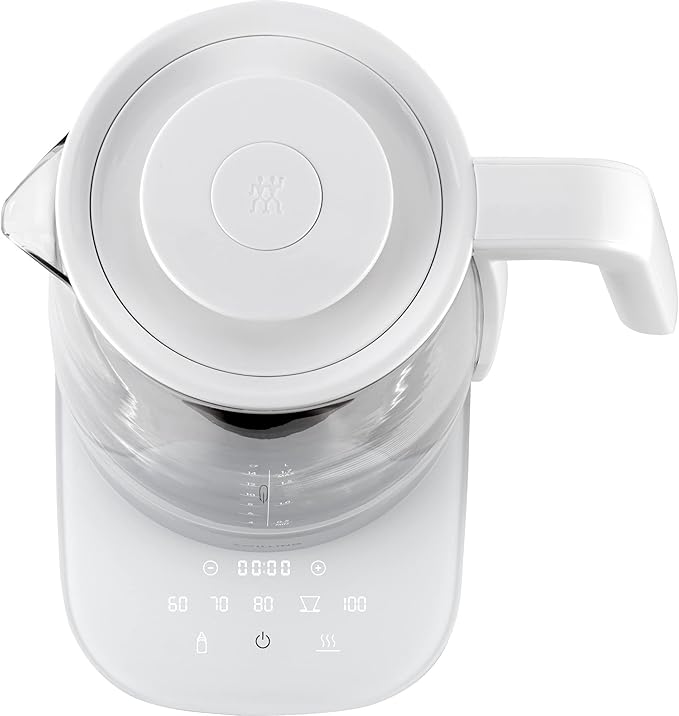 ZWILLING Enfinigy Glass Kettle 1.7L, Tea Kettle, 6 Preset Temps for the Perfect Cup, Tea Timer, Silver