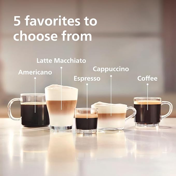 Philips 3200 Series Fully Automatic Espresso Machine, LatteGo Milk Frother, 5 Coffee Varieties, Intuitive Touch Display, 100% Ceramic Grinder, AquaClean Filter, My Coffee Choice, Black (EP3241/54)