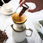 Load image into Gallery viewer, Pour Over Coffee Maker, Ceramic Coffee Dripper 20oz/620ml, with 50 pcs V60 Paper Filter, Drip Coffee Brewer, Vintage-Style (white, 1)