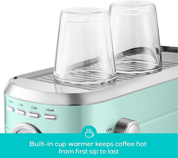 CASABREWS CM5418 Espresso Machine 20 Bar, Cappuccino Machine with Milk Frother Steam Wand, Stainless Steel Espresso Maker for Home, Espresso Coffee Machine with 34oz Removable Water Tank, Pastel Green