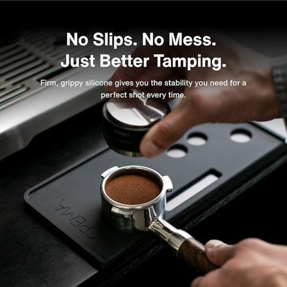 Crema Coffee Products Tamping Mat for Barista Touch | Non-Slip Silicone Protection for Countertops & Portafilters | Precision Fit with Drip Tray & Vent Holes|Easy to Clean,Durable Espresso Tamping Pad