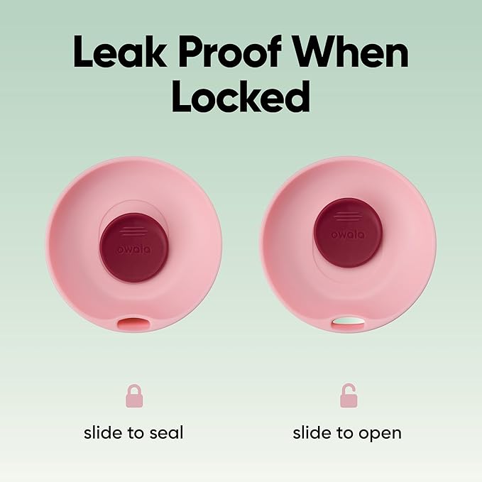 Owala SmoothSip Slider Insulated Stainless Steel Coffee Tumbler, Reusable Iced Coffee Cup, Hot Coffee Travel Mug, BPA Free 20 oz, Pink/Red (Strawberry Fields)