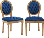 Load image into Gallery viewer, French Country Dining Chairs Set of 2, Vintage Wooden Dining Chairs with Fabric Upholstered Tufted Seat,Solid Wood Legs&amp;Frame, Farmhouse Kitchen&amp;Living Room Chairs(Blue,2 Pcs)