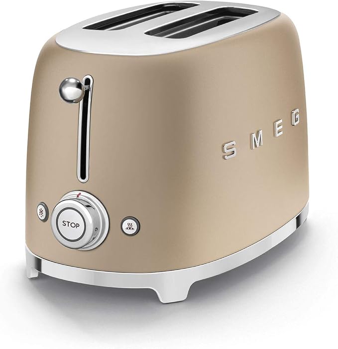 Smeg Electric Kettle Matte Champagne & 2-Slice Toaster Matte Champagne