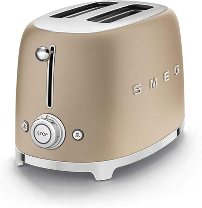 Smeg Electric Kettle Matte Champagne & 2-Slice Toaster Matte Champagne