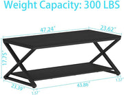 HSH Black Coffee Table Modern, 47 Inch Simple Rectangle Cocktail Table with Storage Display Shelf, 2 Tier Minimalist Industrial Wooden and Metal Center Tea Table for Living Room Office, Black Oak