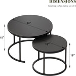 Load image into Gallery viewer, Round Nesting Coffee Table, Black Modern Decorative Coffee Center Table Set of 2,Round Sintered Stone 24'' Coffee Table for Living Room with Sturdy Metal Frame.