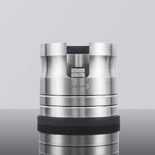 Portafilter Holder - Espresso Tamping Station Crafted from Solid 304 Stainless Steel for Most 58mm Portafilters with Adjustable Height Screw | Stable and Efficient Puck Preparation