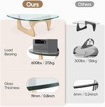 Load image into Gallery viewer, Noguchi Triangle Glass Coffee Table with Solid Wood Base, Vintage Clear Glass Top Modern Design for Living Room, Patio, Study, White Ash