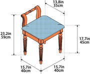 Vintage Solid Wood Vanity Chair - Compact Makeup Stool Accent Chair for Small Spaces Living Room