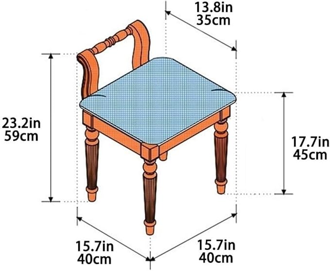Vintage Solid Wood Vanity Chair - Compact Makeup Stool Accent Chair for Small Spaces Living Room