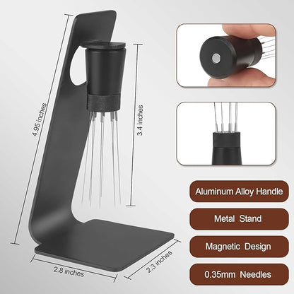 58mm Espresso Tamper Set - Dual-Spring Calibrated Coffee Tamper, 8-Needle WDT Tool Espresso Distribution Tool, Magnetic Aluminum Dosing Funnel, Reusable Puck Screen, Fit for 58mm Portafilters