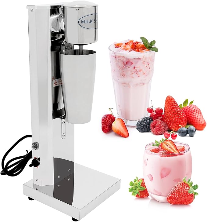 110V 180W 650ML Milk Shaker Mixer Stand Mixer Milkshaker Cocktail Electric Drink Mixer 18000RMP Commercial Stainless Steel Milk Shake Machine (One Head (650ml))