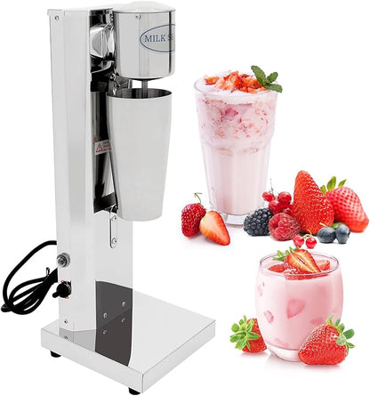 110V 180W 650ML Milk Shaker Mixer Stand Mixer Milkshaker Cocktail Electric Drink Mixer 18000RMP Commercial Stainless Steel Milk Shake Machine (One Head (650ml))