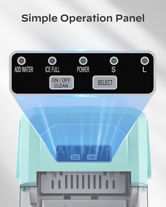 Silonn Ice Maker Countertop Machine with Handle, 26lbs in 24h, 9 Ice Cubes Ready in 6 Mins, Self-Cleaning Ice Makers with Basket and Scoop, Ideal for Home Kitchen Camping, Green